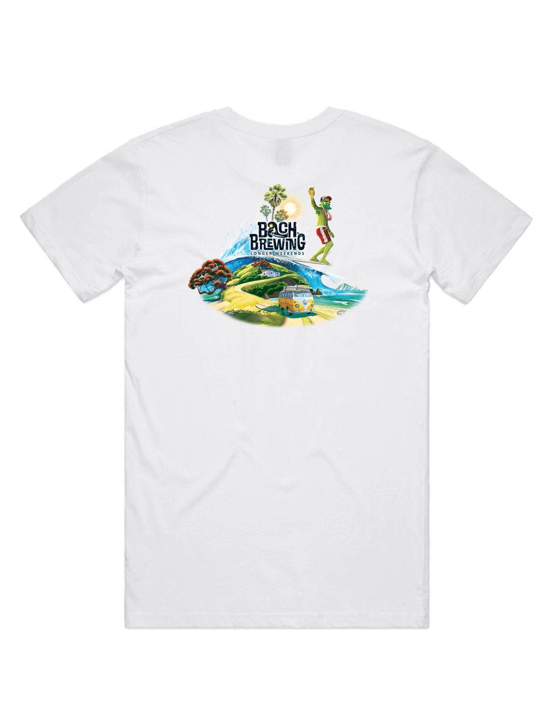 Bach Brewing Mens T-shirt - Beach Scene (back graphic)