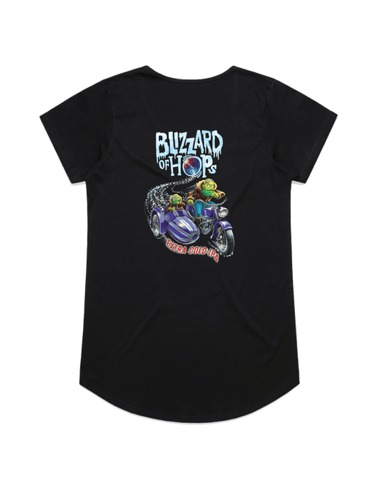 Bach Brewing Womens Short Sleeve T-shirt - Blizzard of Hops (back graphic)