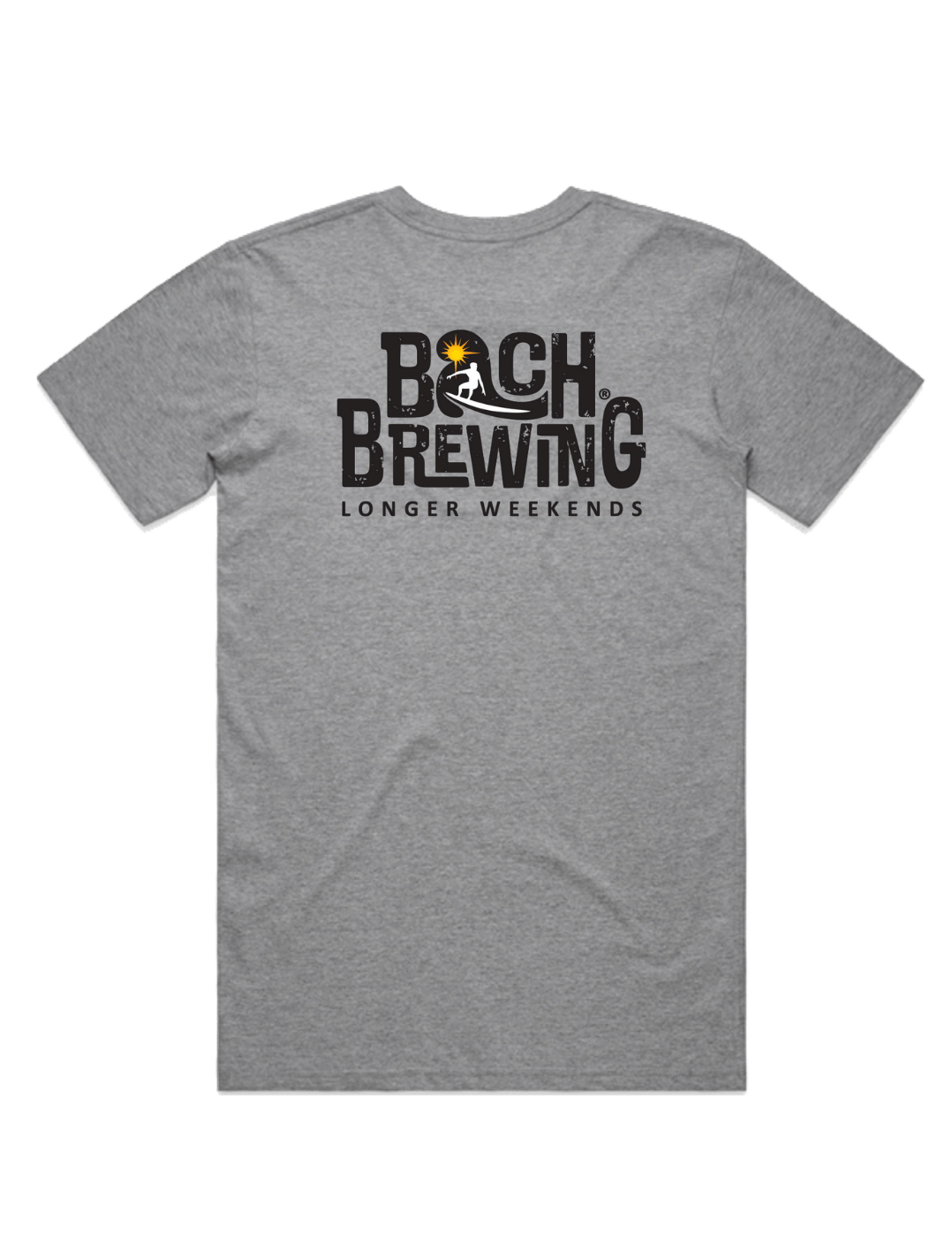 Bach Brewing Mens T-shirt - Longer Weekends (back graphic)