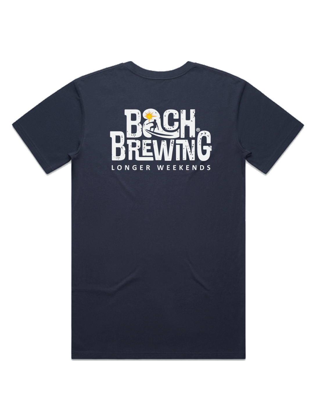 Bach Brewing Mens T-shirt - Longer Weekends (back graphic)