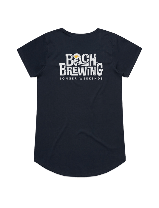 Bach Brewing Womens Short Sleeve T-shirt - Longer Weekends (back graphic)