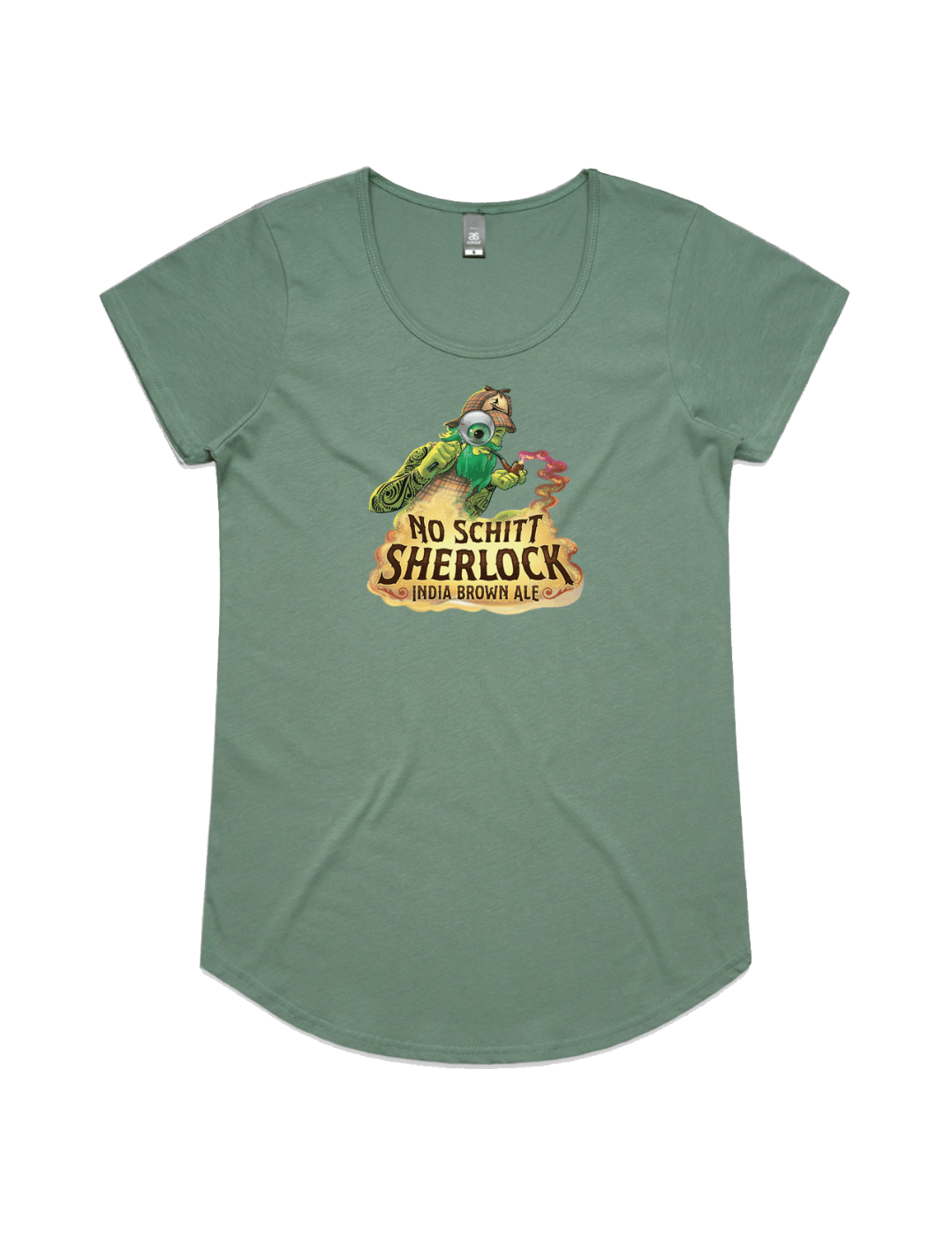 Bach Brewing Womens Short Sleeve T-shirt - No Schitt Sherlock (front graphic)