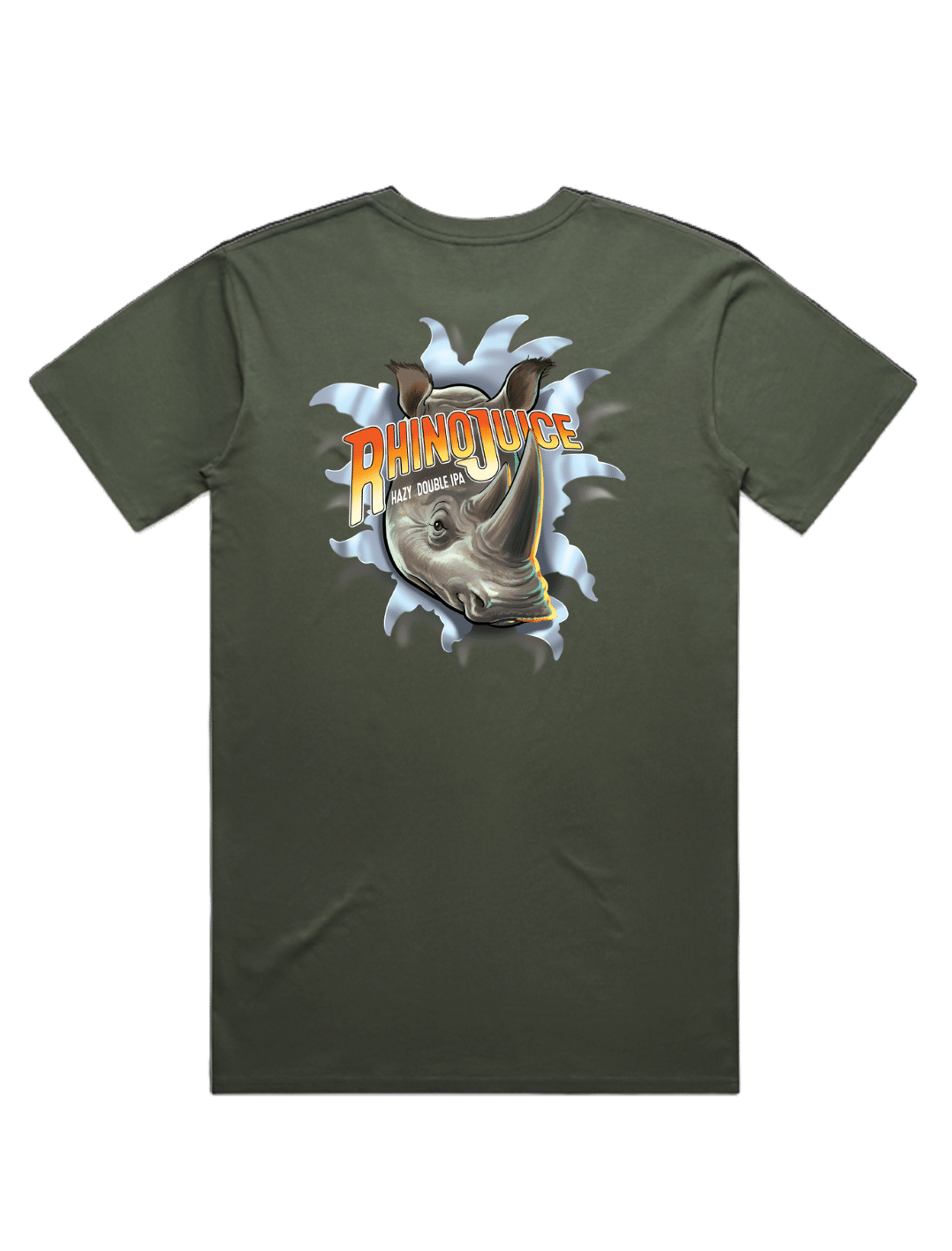 Bach Brewing Mens T-shirt - Rhino Juice (back graphic)