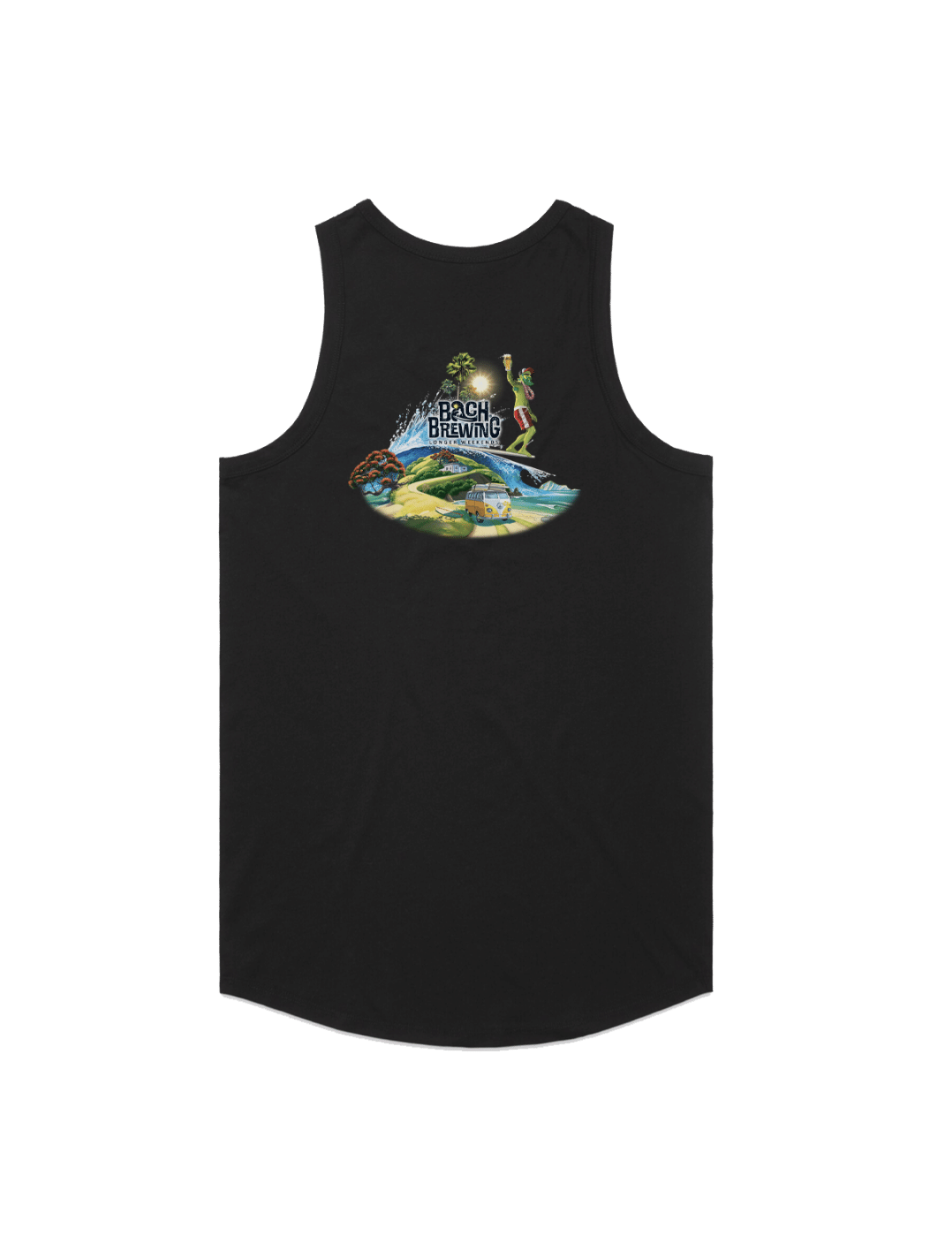 Bach Brewing Mens Singlet - Beach Scene (back graphic)