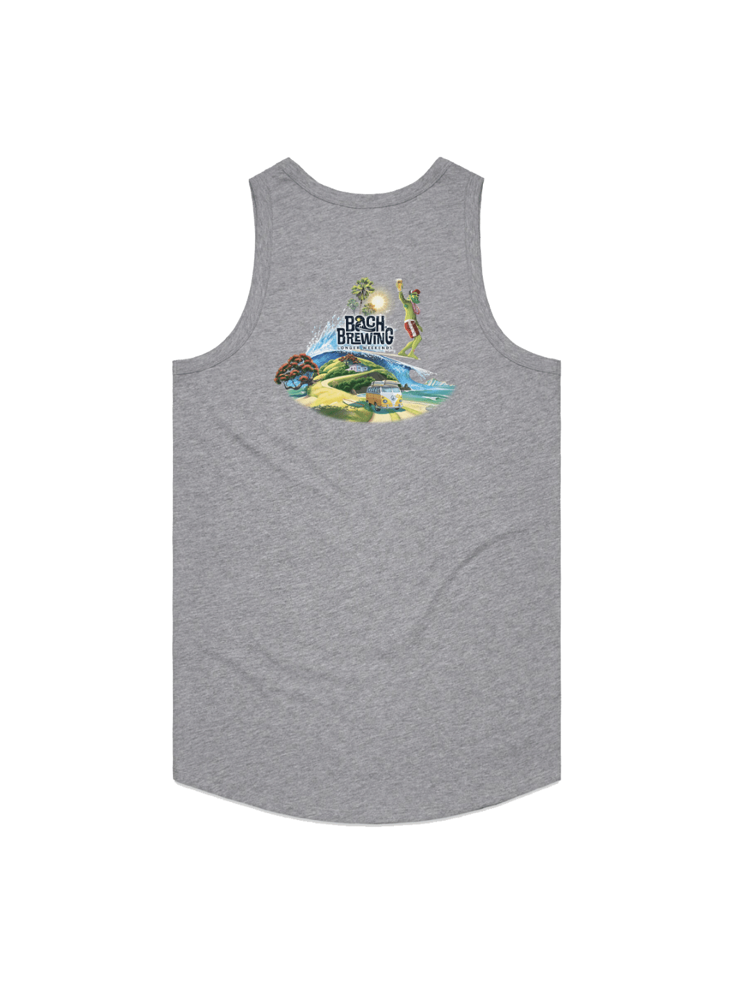 Bach Brewing Mens Singlet - Beach Scene (back graphic)