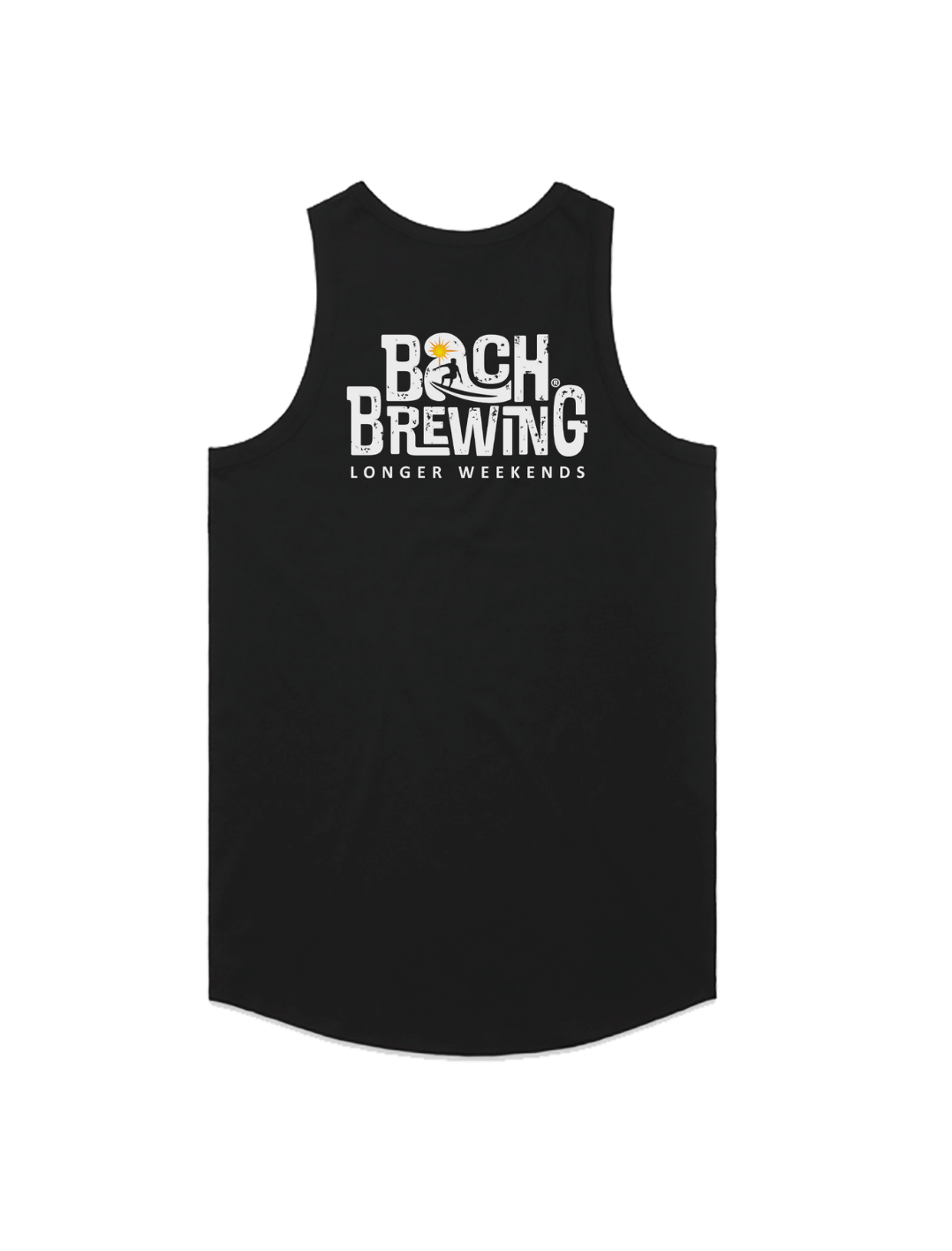 Bach Brewing Mens Singlet - Longer Weekends (back graphic)