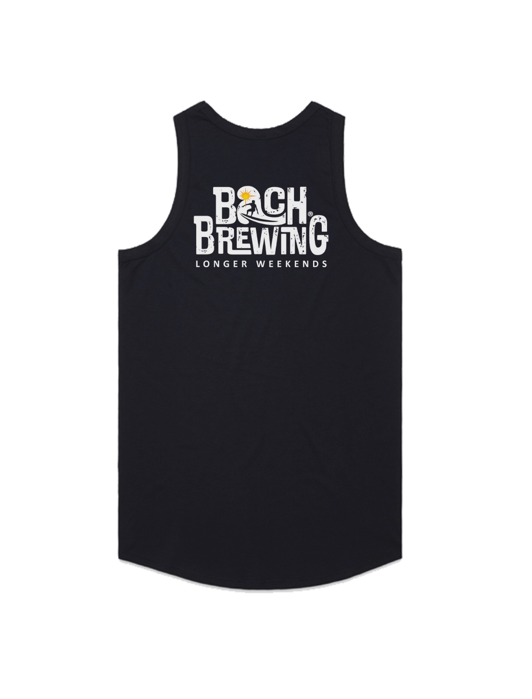 Bach Brewing Mens Singlet - Longer Weekends (back graphic)