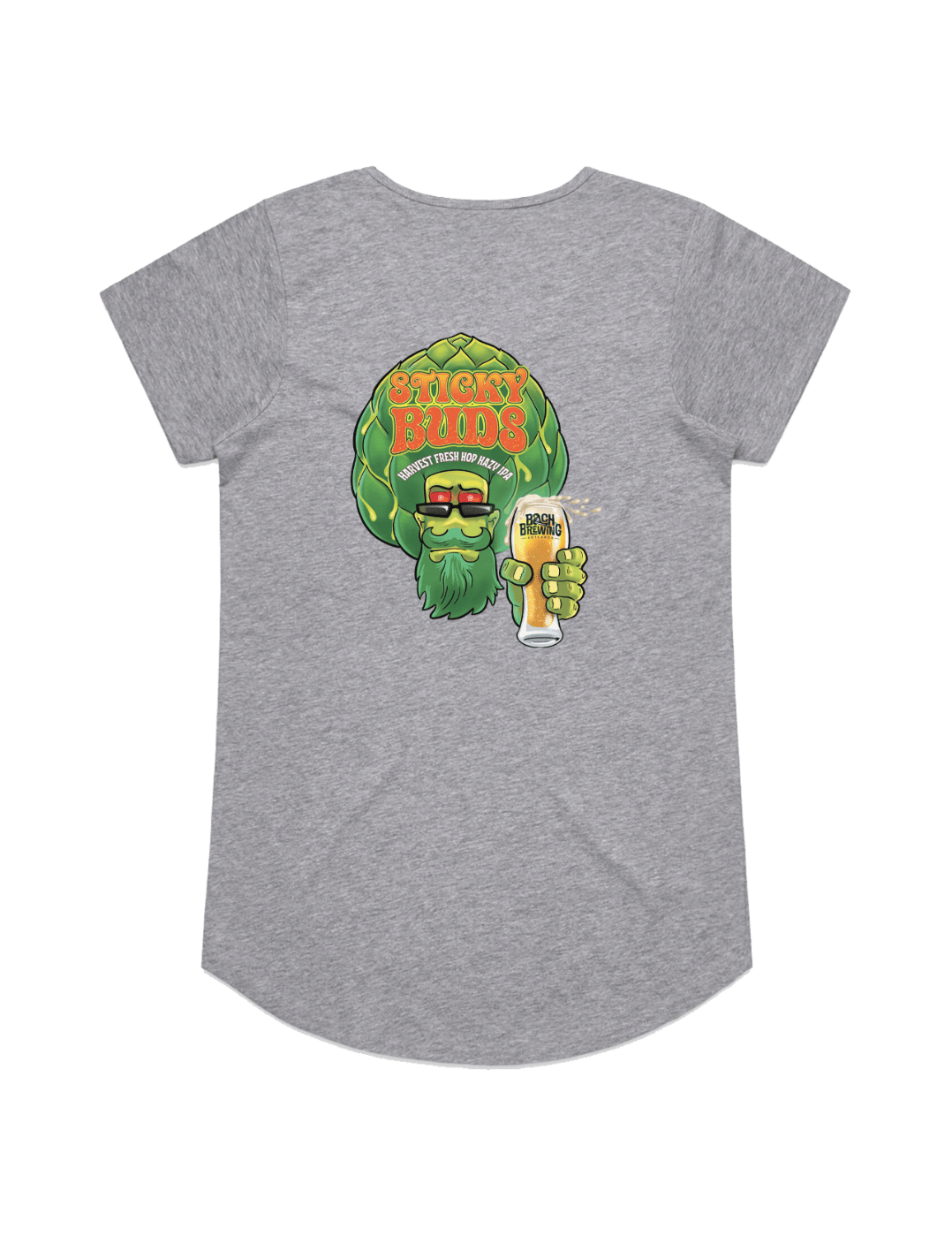 Bach Brewing Womens Short Sleeve T-shirt - Sticky Buds II (back graphic)