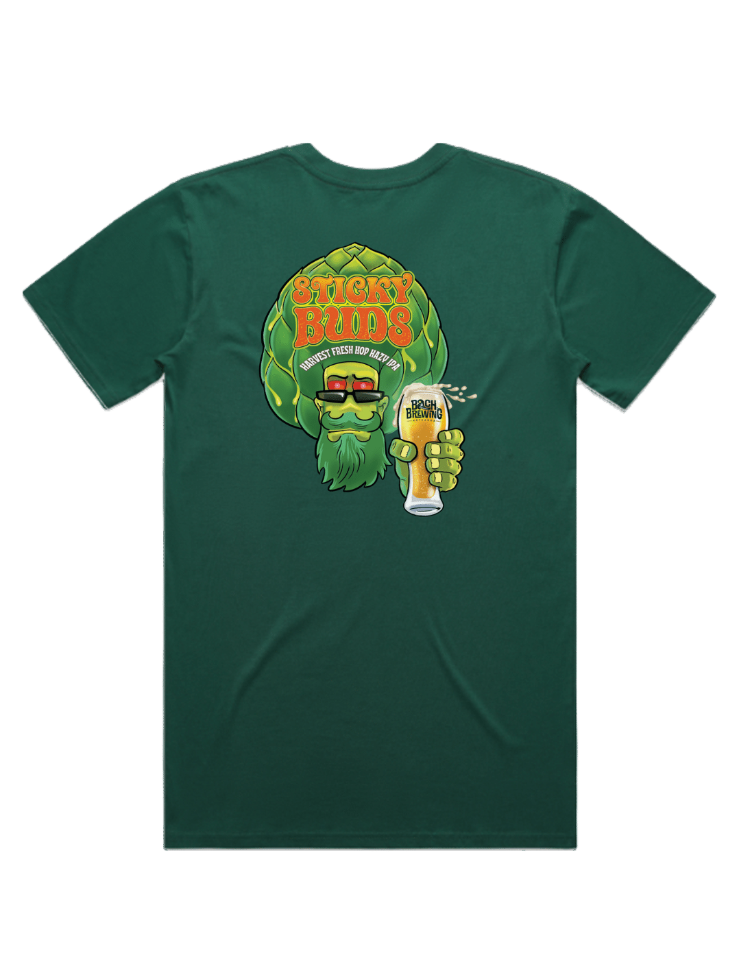 Bach Brewing Mens T-shirt - Sticky Buds II (back graphic)