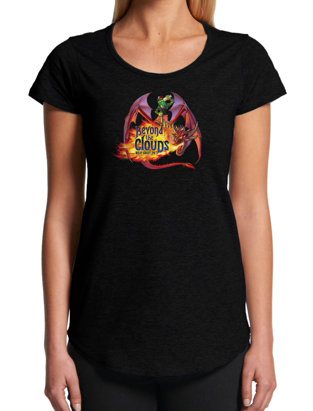 Bach Brewing Womens Short Sleeve T-shirt - Beyond the Clouds (front graphic)