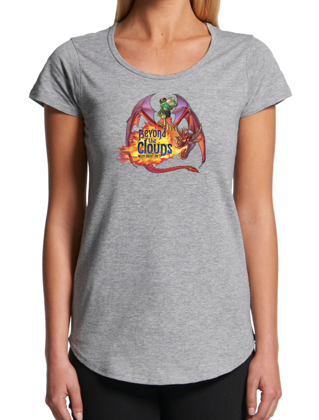 Bach Brewing Womens Short Sleeve T-shirt - Beyond the Clouds (front graphic)