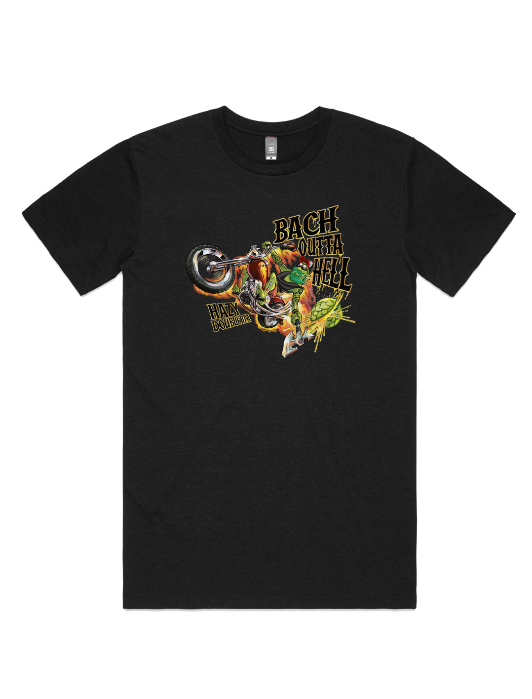 Bach Brewing Mens T-shirt - Bach Outta Hell (front graphic)