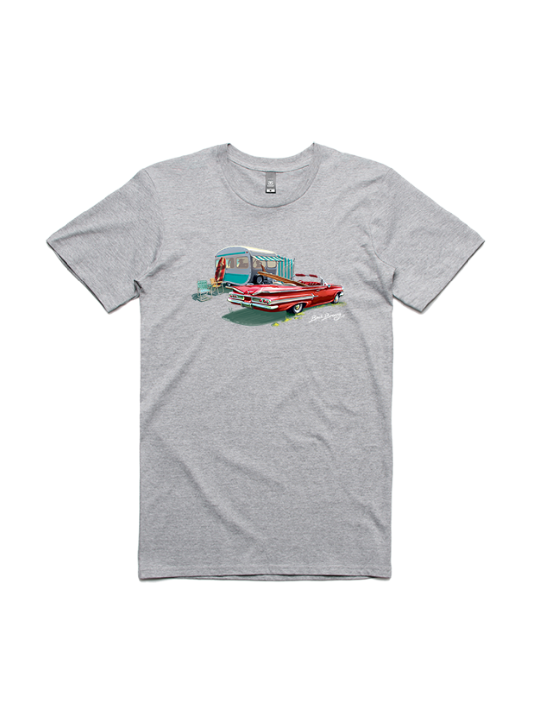 Bach Brewing Mens T-shirt - Classic Convertible and Caravan (front graphic)