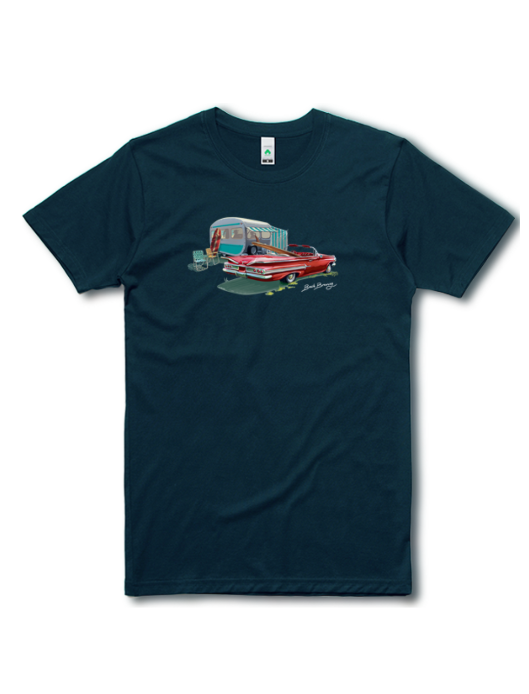 Bach Brewing Mens T-shirt - Classic Convertible and Caravan (front graphic)