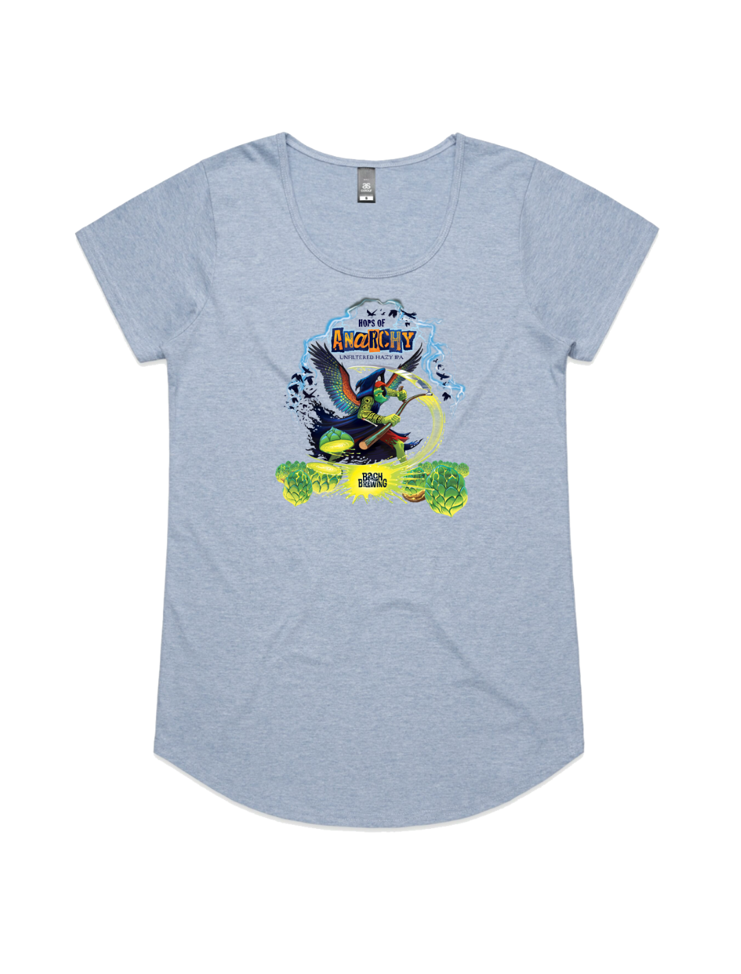 Bach Brewing Womens Short Sleeve T-shirt - Hops of Anarchy (front graphic)