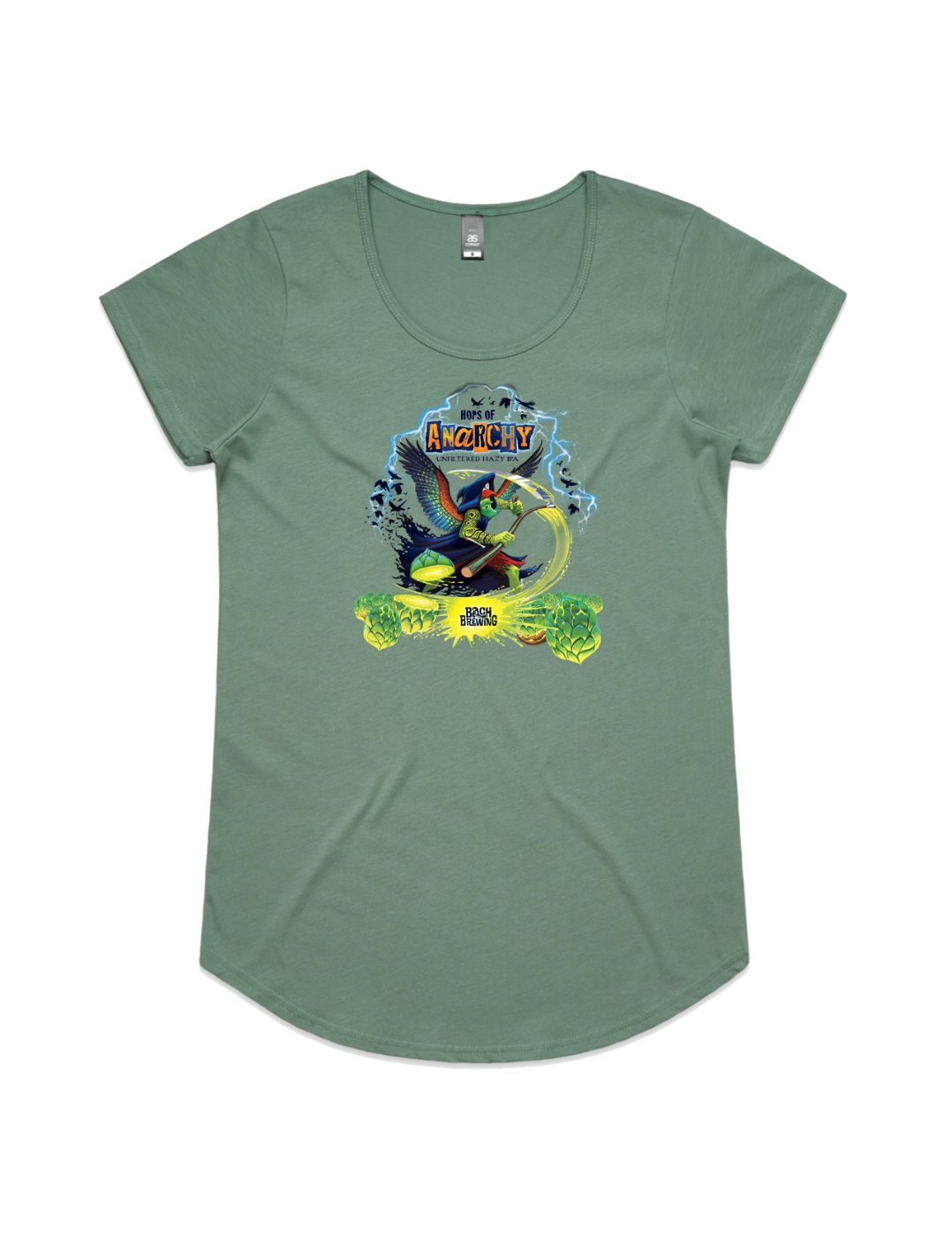 Bach Brewing Womens Short Sleeve T-shirt - Hops of Anarchy (front graphic)