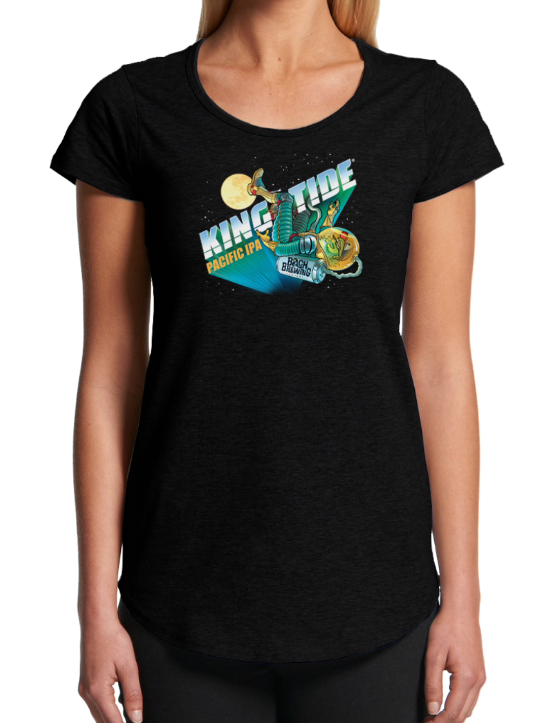 Bach Brewing Womens Short Sleeve T-shirt - Kingtide (front graphic)