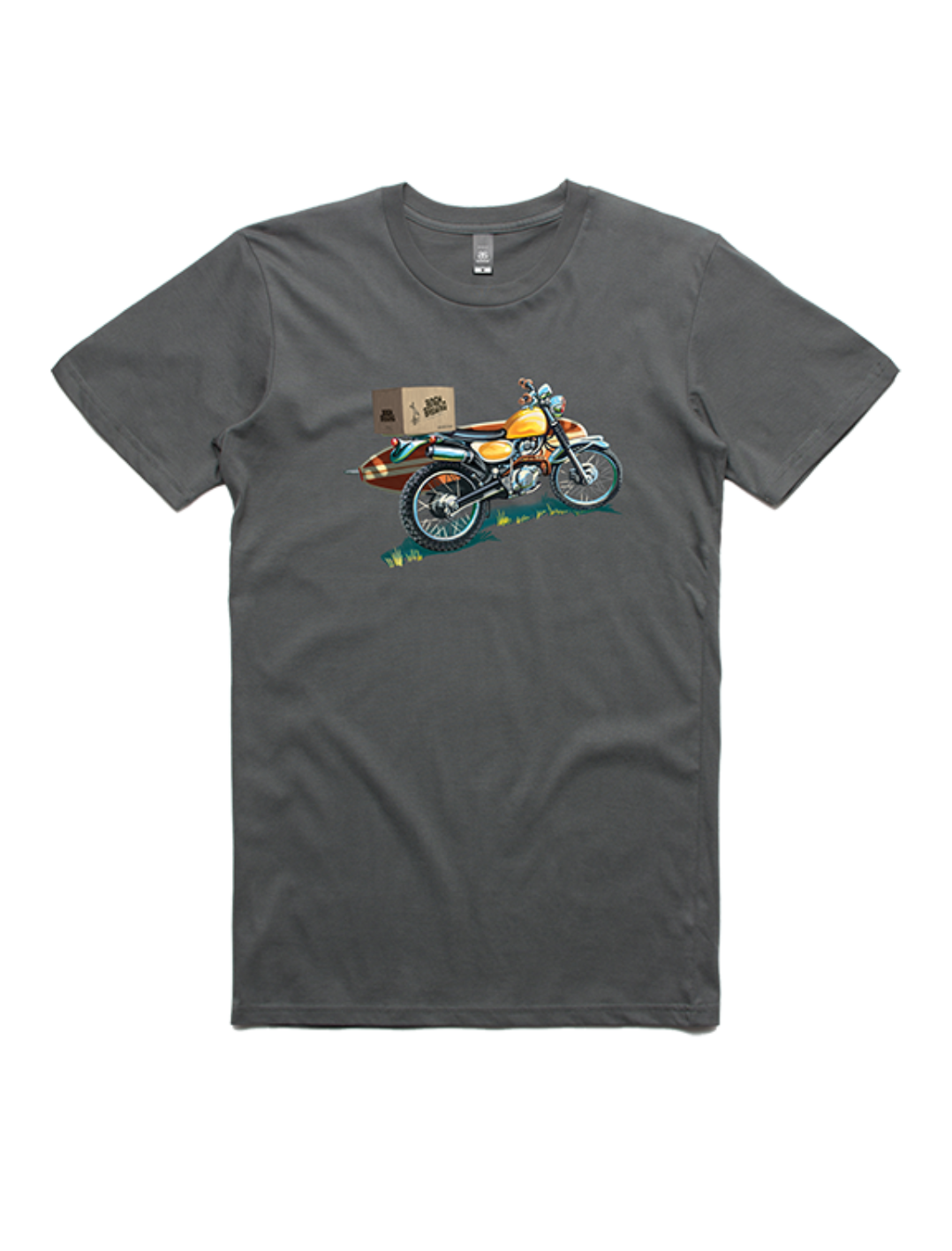 Bach Brewing Mens T-shirt - Surf Motorbike (front graphic)