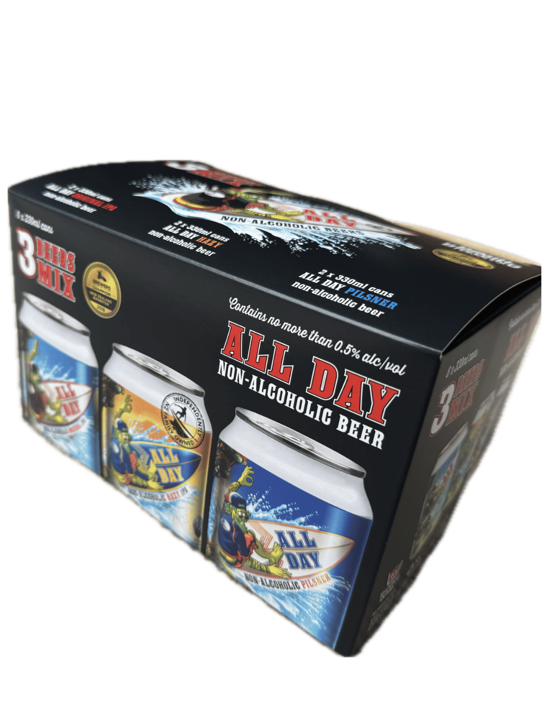 All Day MIX SIX non alc 330ml cans (4 x 6 packs with 3 beer types per 6 pack)