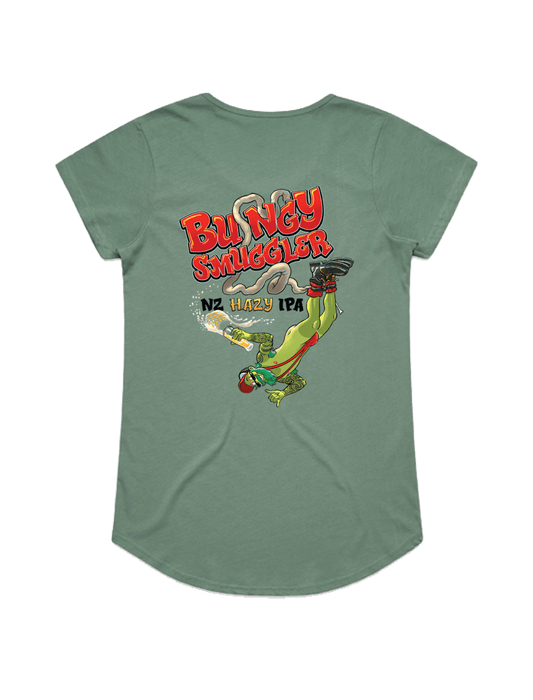 Bach Brewing Womens Short Sleeve T-shirt - Bungy Smuggler (back graphic)