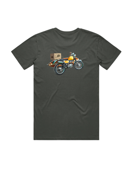 Bach Brewing Mens T-shirt - Surf Motorbike (back graphic)