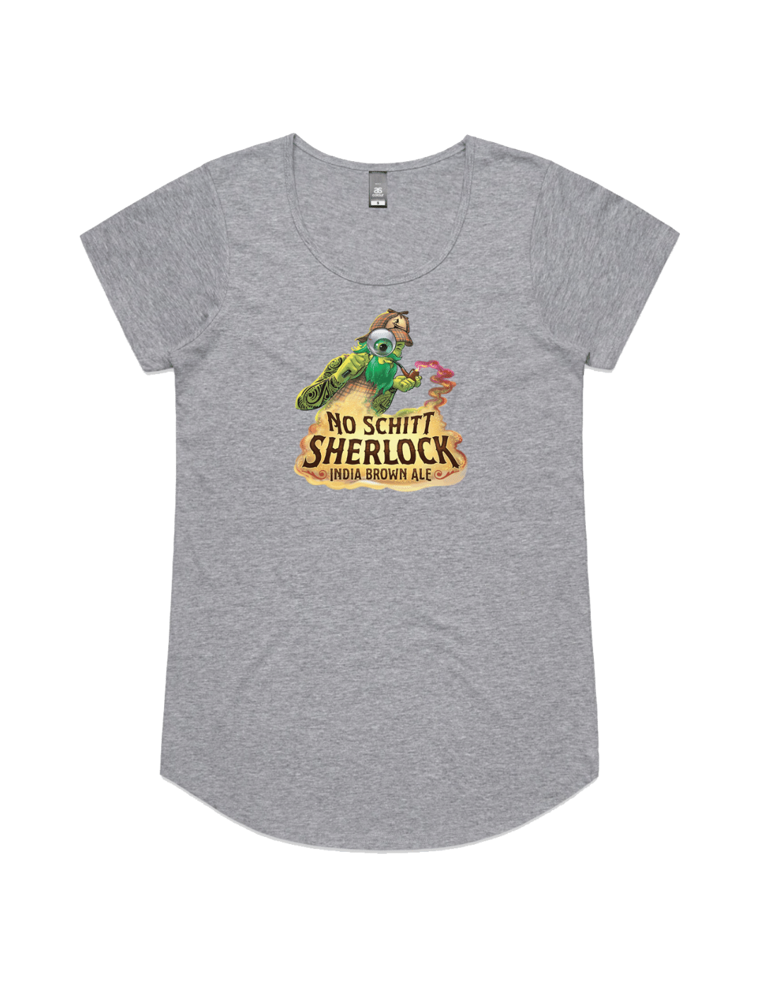 Bach Brewing Womens Short Sleeve T-shirt - No Schitt Sherlock (front graphic)