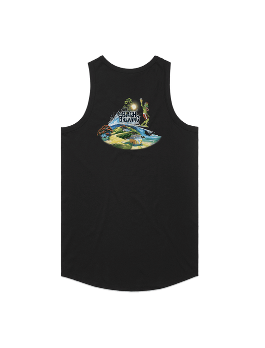 Bach Brewing Mens Singlet - Beach Scene (back graphic)