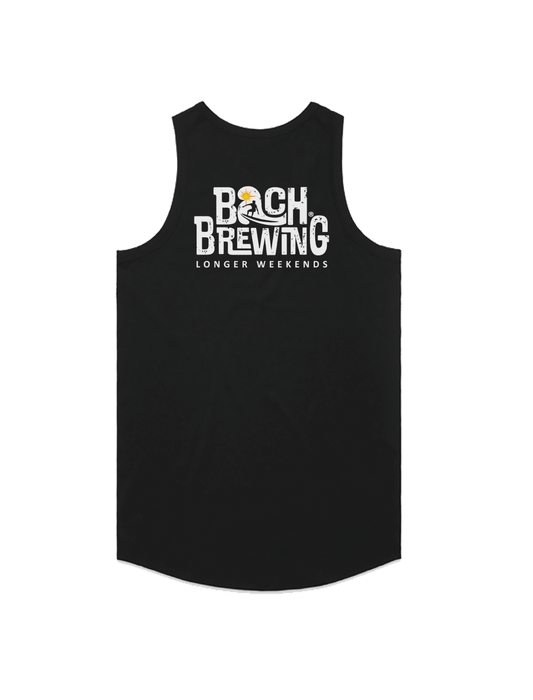 Bach Brewing Mens Singlet - Longer Weekends (back graphic)
