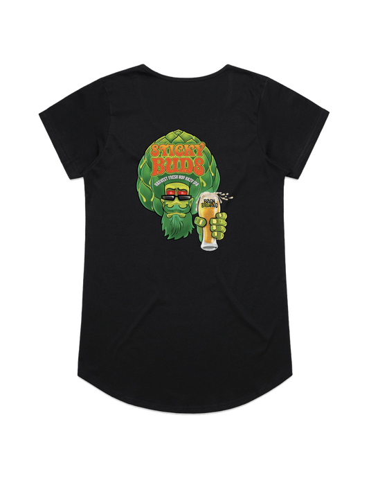 Bach Brewing Womens Short Sleeve T-shirt - Sticky Buds II (back graphic)