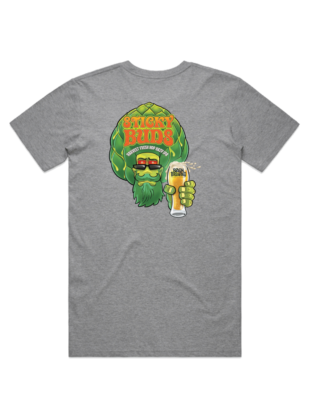 Bach Brewing Mens T-shirt - Sticky Buds II (back graphic)