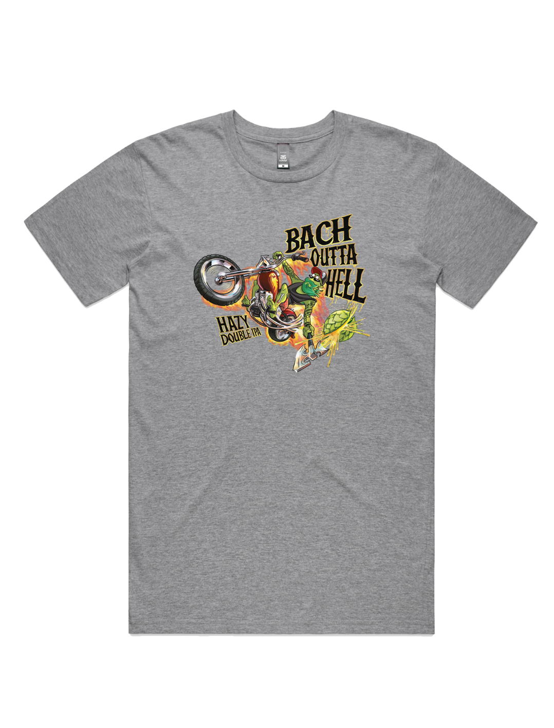 Bach Brewing Mens T-shirt - Bach Outta Hell (front graphic)