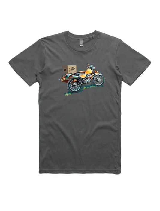 Bach Brewing Mens T-shirt - Surf Motorbike (front graphic)
